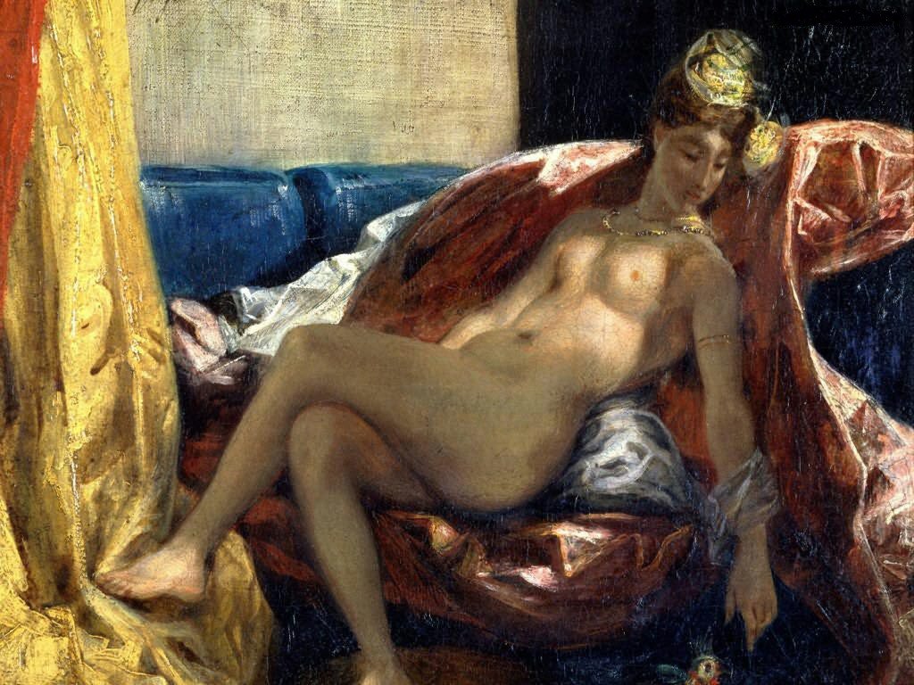 オウムを持つ女性 作： フェルディナンド・ビクター・ユージン・ドラクロワ