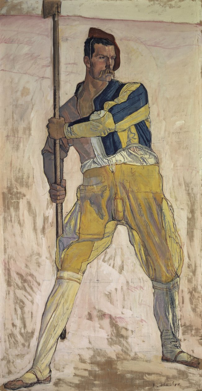 ハルバードを持つ戦士、c。 1898年。 作： フェルディナンドホドラー
