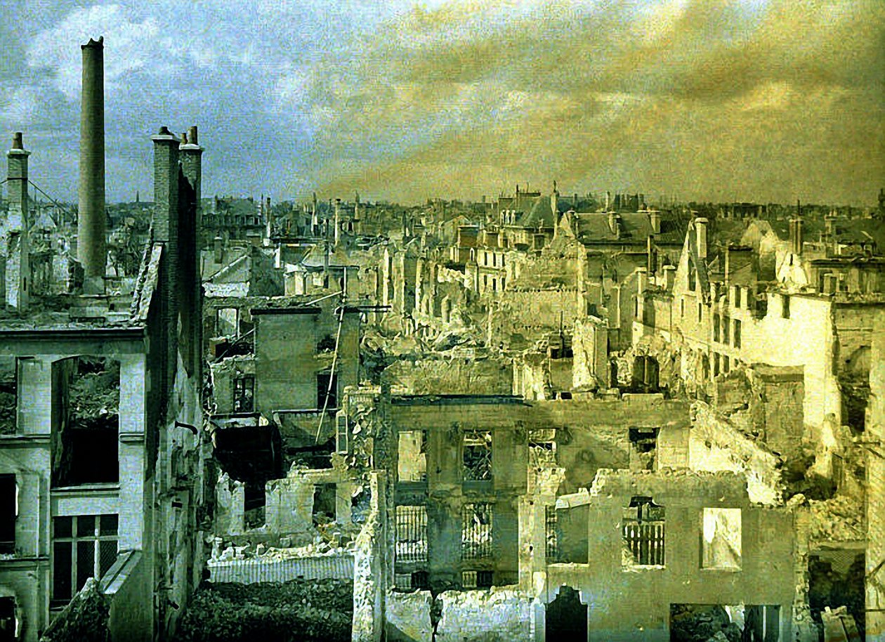 街の廃墟のパノラマ、ランス、マルヌ、フランス、1917年（オートクローム） 作： フェルナンド・キュービル