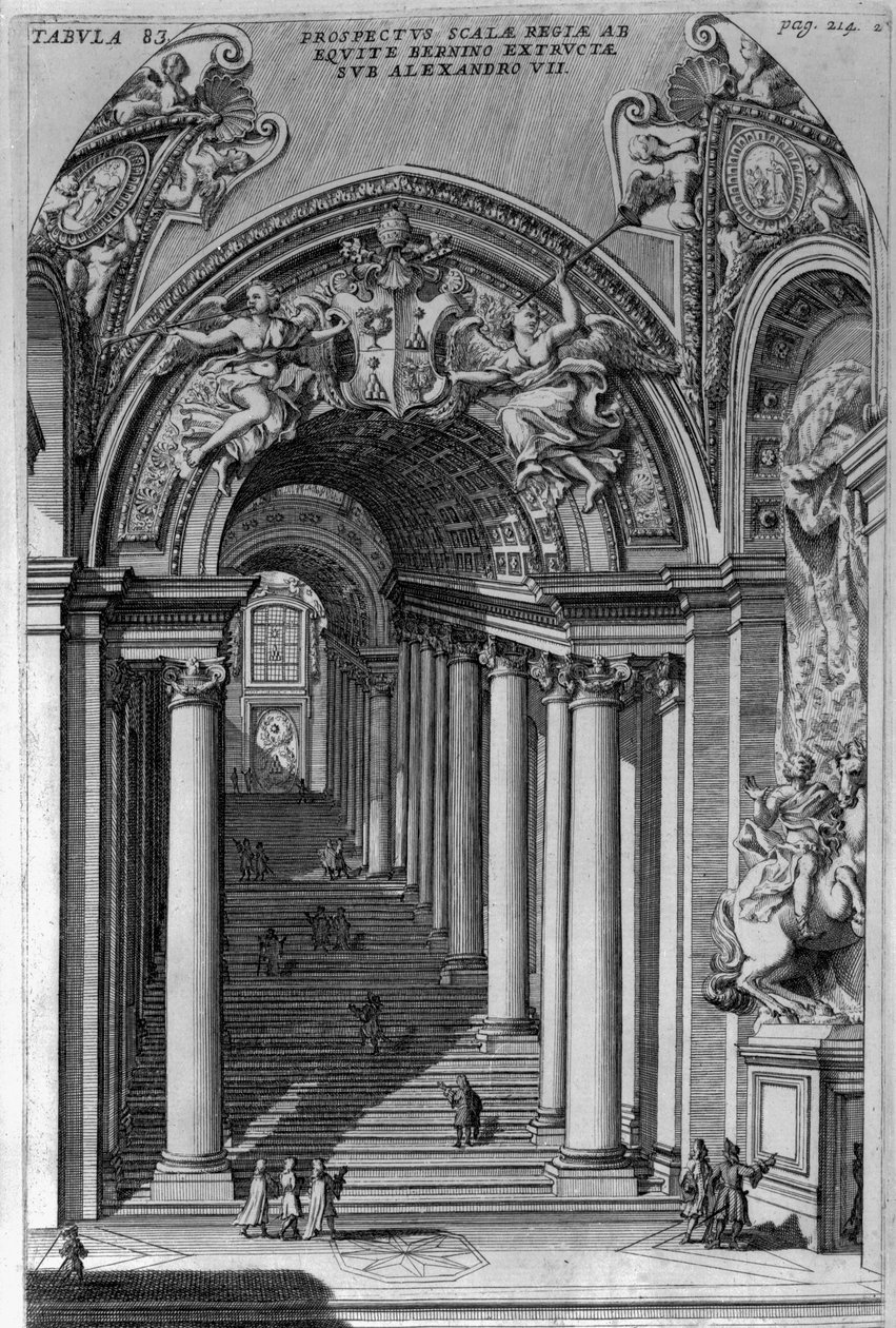 Scala Regia、バチカン、ローマの階段の表示 作： フィリッポ・ボナンニ