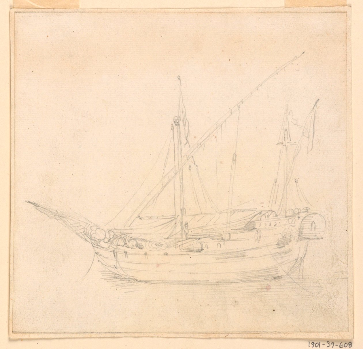 デッサン、帆船、1780年頃 作： フィリッポ・マルキオーニ