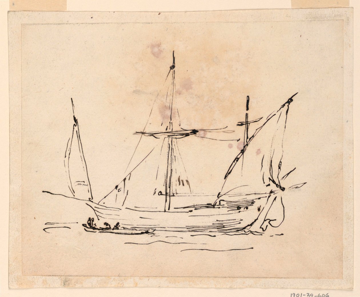 素描、帆船、1770-1800年 作： フィリッポ・マルキオーニ