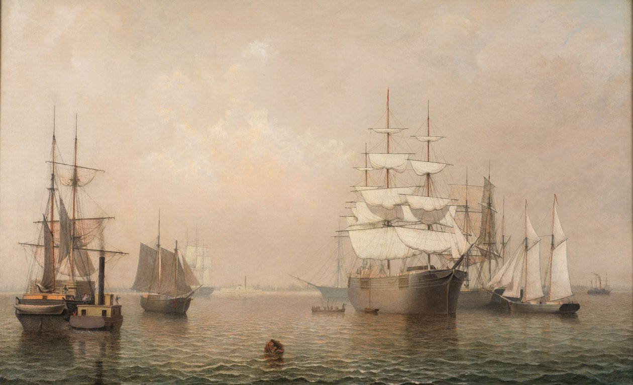 ボストンハーバー沖の商人、1863 作： フィッツ・ヘンリー・レーン