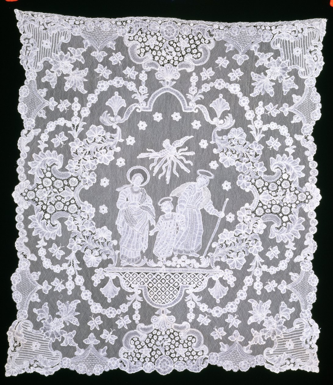 Benediction Veil、1690〜1700年頃（リネンとボビンのレース） 作： フランドルの学校