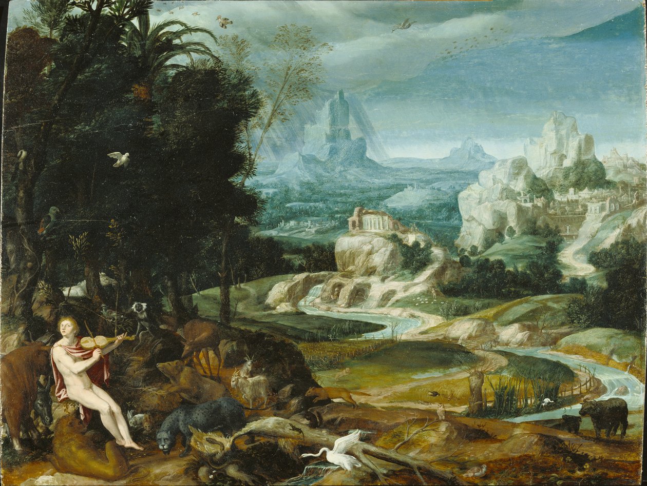 オルフェウスのいる風景、1570年頃 作： フランドルの学校