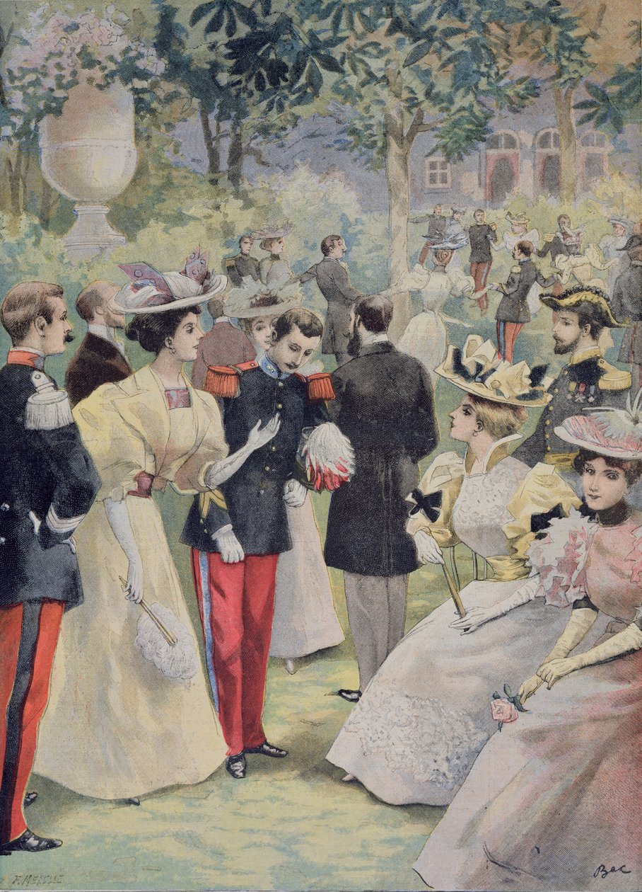 エリゼでのガーデンパーティー、1895年7月21日、「Le Petit Journal」のイラスト 作： フォーチュンルイモーレ