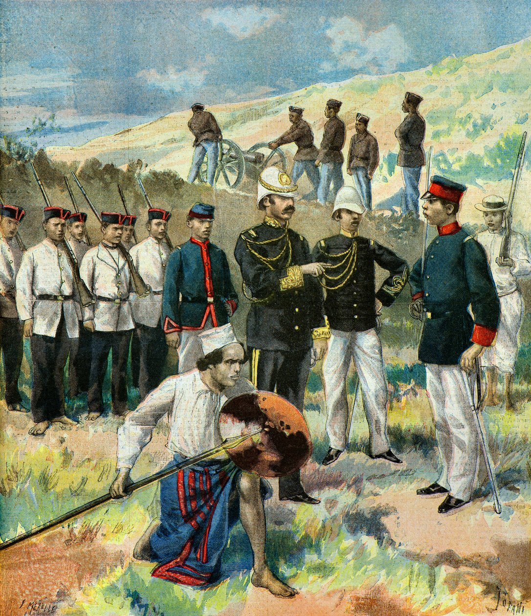 1895年、マダガスカルのホヴァ軍（イラストレーション） 作： フォーチュンルイモーレ