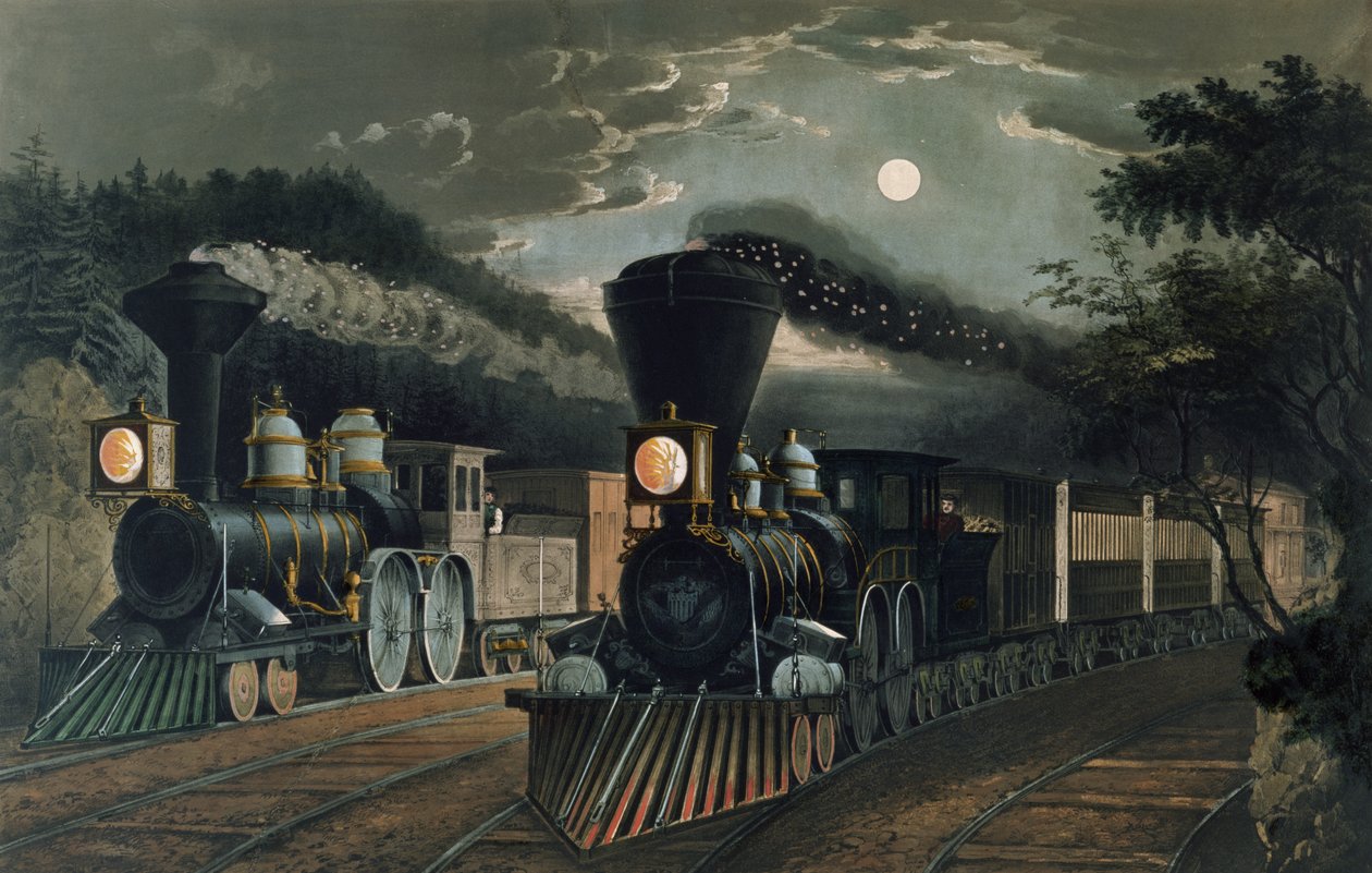 「ライトニングエクスプレス」列車、パブ。 Currier and Ives、ニューヨーク、1863 作： フランシスフローラボンドパーマー