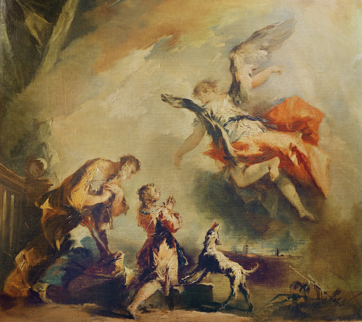 トビアスの物語、大天使ラファエルの出発、c。 1750 作： フランチェスコ・グアルディ