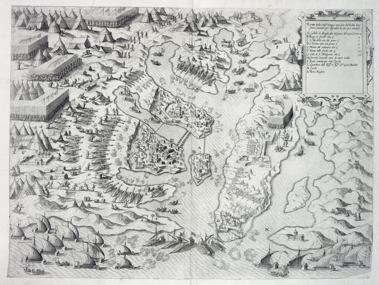 マルタは「デッラArchitettura Militare」から1551年に出版されたインフィデルに包囲されました 作： フランチェスコ・デ・マルキ