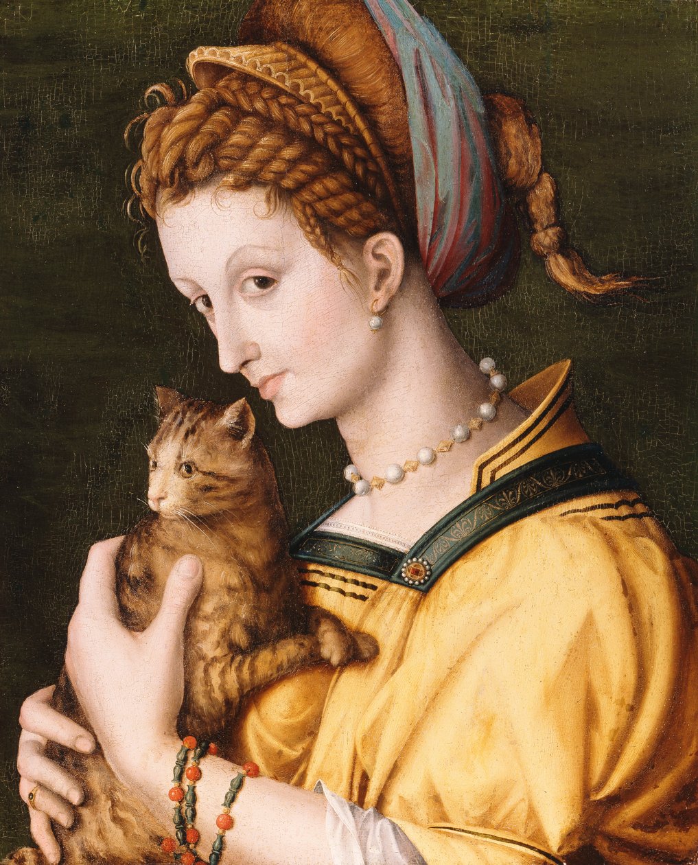 猫を持つ女性、1525〜30年頃 作： フランチェスコ・ウベルティーニ・バッキアカ
