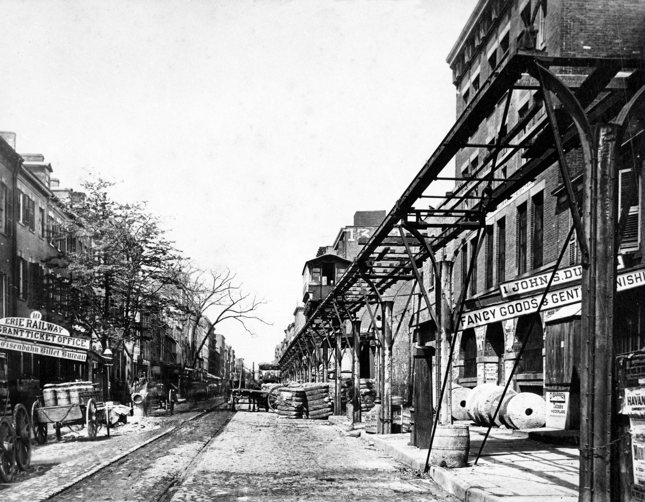 高架鉄道、ニューヨーク、c.1860-70s 作： フランシス・フリス