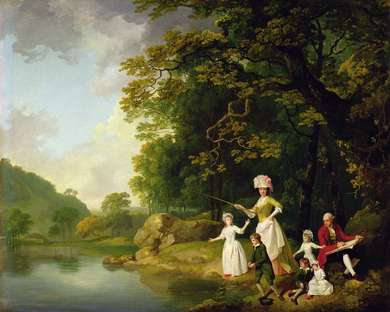ジョージとメアリーブラウンと5人の高齢児、c.17734 作： フランシス・ホイートリー