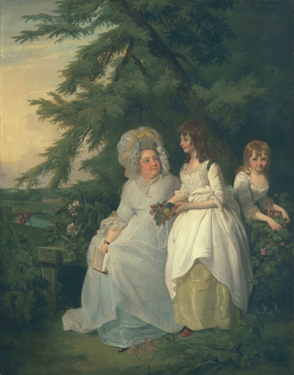 メアリーマーガレットウッドと2人の娘、1787年 作： フランシス・ホイートリー