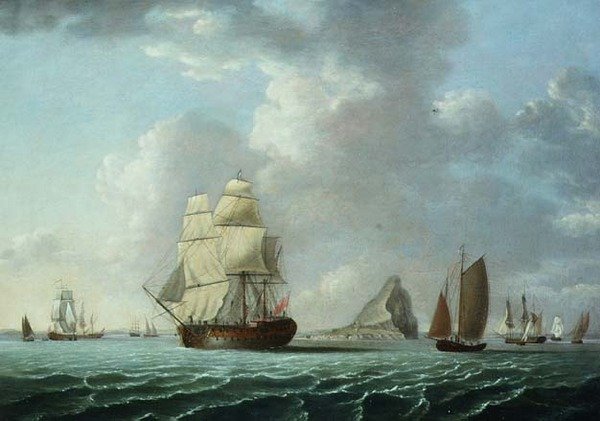 ジブラルタル沖での英国人の戦い 作： フランシス（attr。To）ホルマン