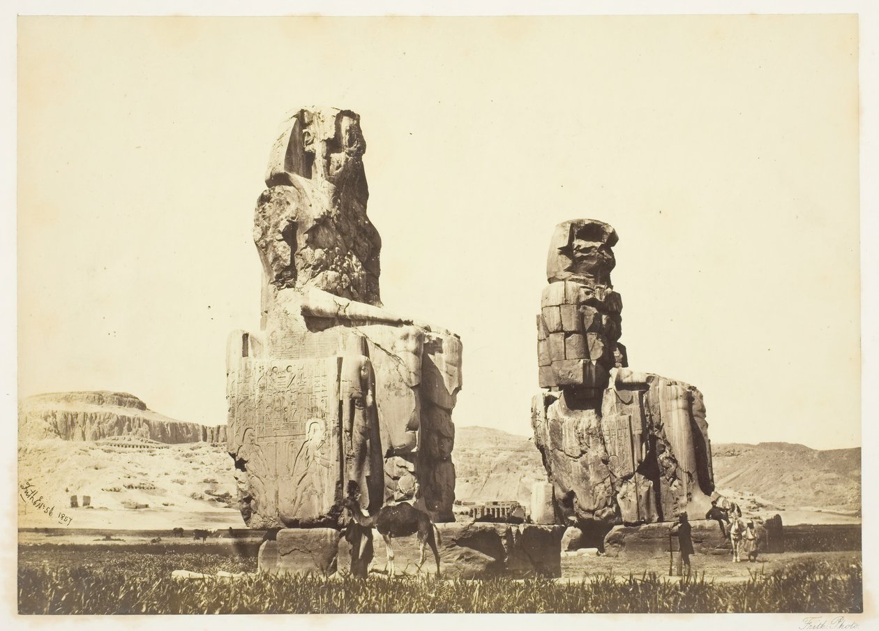 メムノンの彫像、1857 年、1862 年に印刷。 作： フランシス・フリス