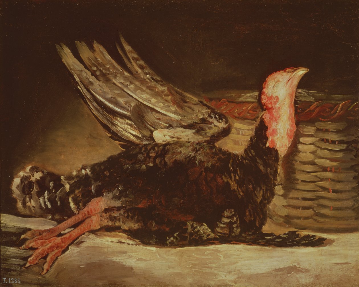 死んだ七面鳥と籐のバスケットの静物、1806 作： フランシスコ・デ・ゴヤ