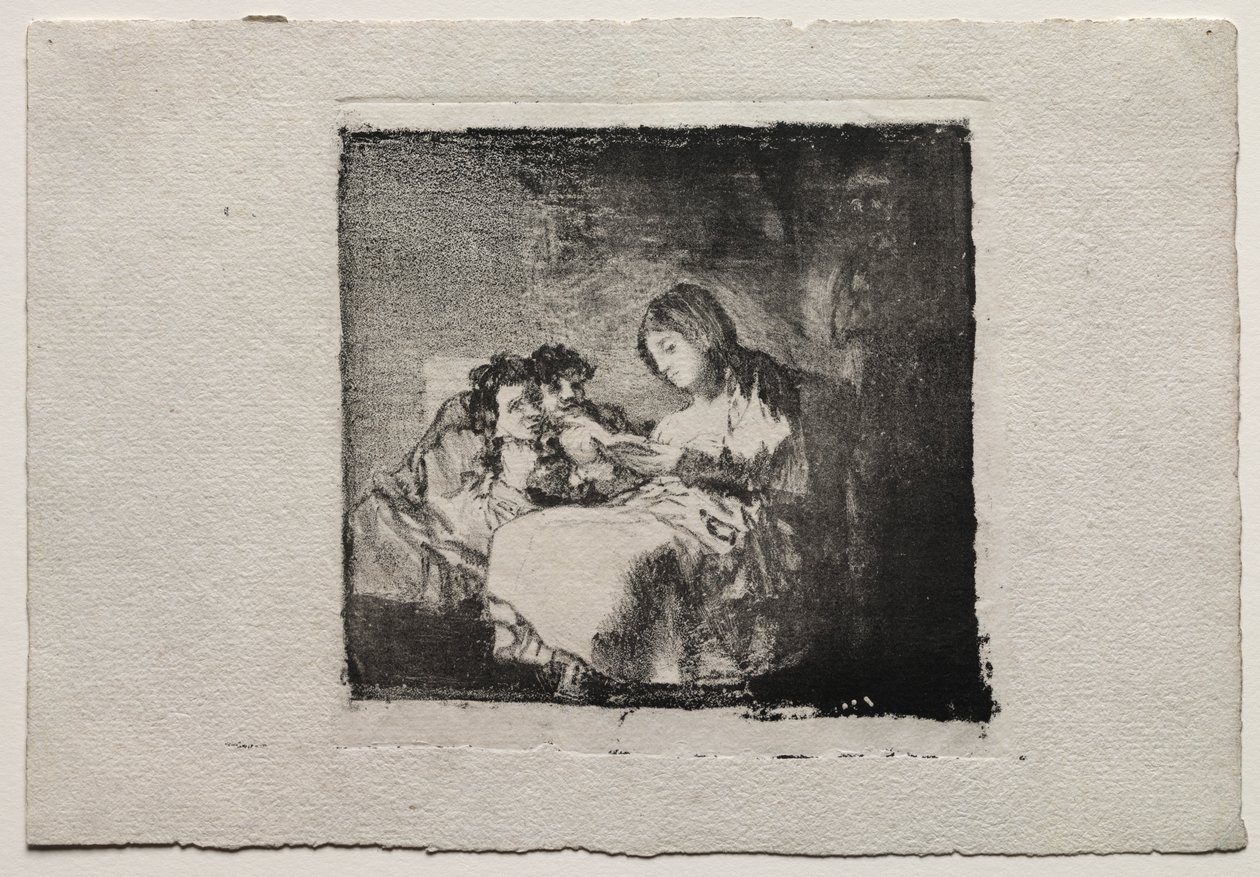 2 人の子供に本を読んでいる女性 作： フランシスコ・デ・ゴヤ
