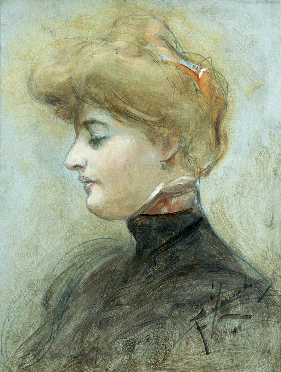 金髪の女性の頭、1895年頃 作： フランシスゼック・ズムルコ