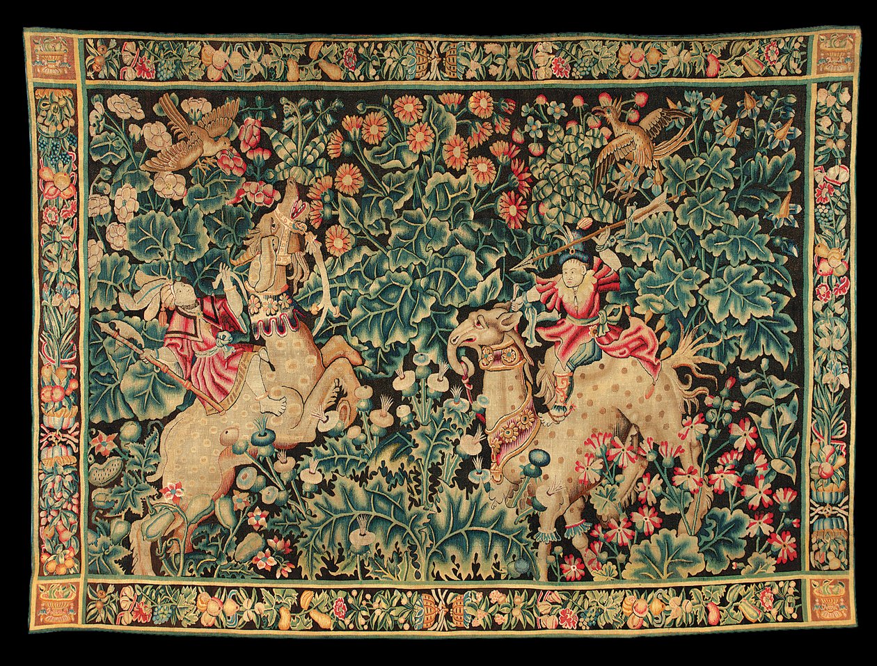 エキゾチックな新緑のタペストリー、おそらくトゥルネー、c.1520-50 作： フランコフラマン語学校