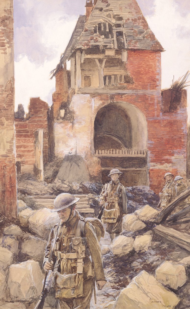 ペロンヌ遺跡のイギリス兵、1917年 作： フランソワ・フラメン
