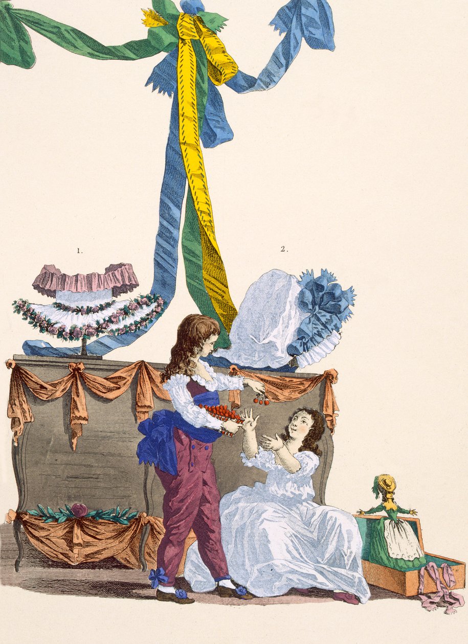 アンドロマンとワーウィックの帽子、デュパンの彫刻、「Galeries des Modes et Costumes Francais」、プレートNo.320、1780 作： フランソワ・ルイ・ジョセフ・ワトー