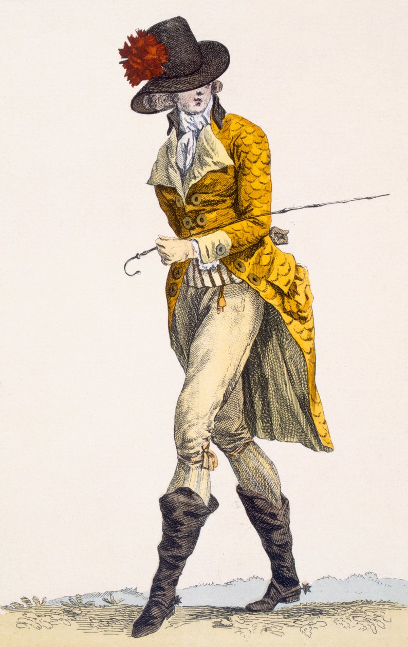 「L&39;Agiateur du Palais Royal」、バコイによって彫刻された、「Galeries des Modes et Costumes Francais」c.1778-87 99のプレートNo.282：衣類。伝統的なドレス;伝統的な衣装;ファシ 作： フランソワ・ルイ・ジョセフ・ワトー
