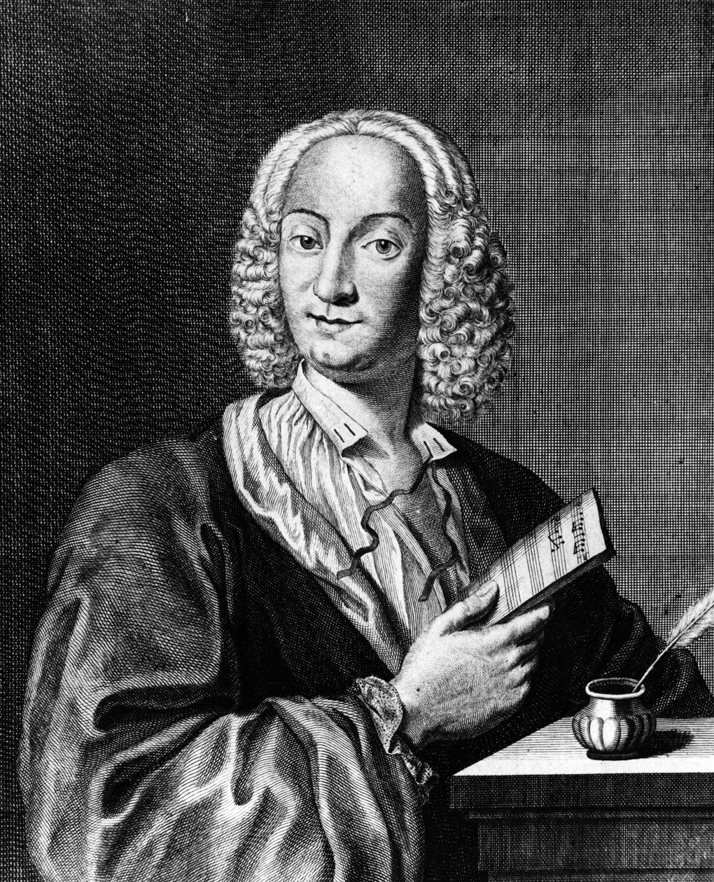 1725年の楽譜を保持しているヴィヴァルディの肖像 作： フランソワモレロンラケーブ
