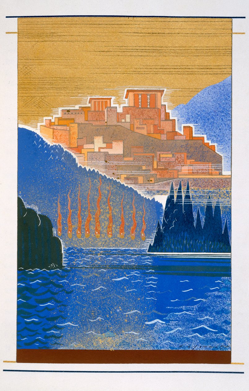 トロイの海、ホーマー作「L&39;Odyssee」のイラスト、ビクターベラール訳、1929年〜33年 作： フランソワ・ルイス・スミス