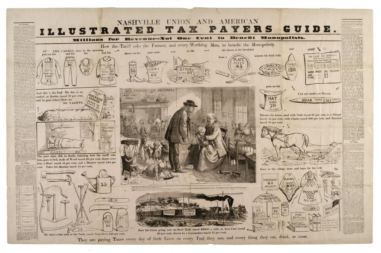 ナッシュビル連合とアメリカの図解納税者ガイド、c.1869-73（木の彫刻） 作： フランクベリュー