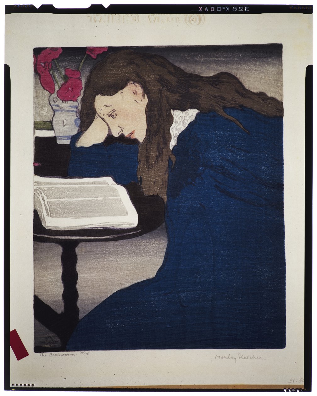 本の虫、1920～25年頃（木版画） 作： フランク・モーリー・フレッチャー
