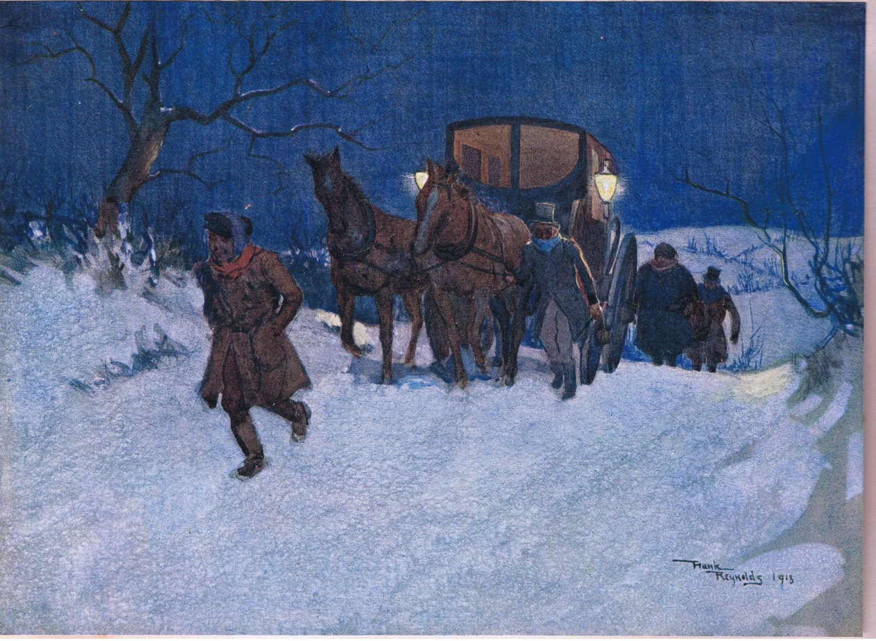 旅の終わり近く、1920年頃（カラーリトグラフ） 作： フランク・レイノルズ
