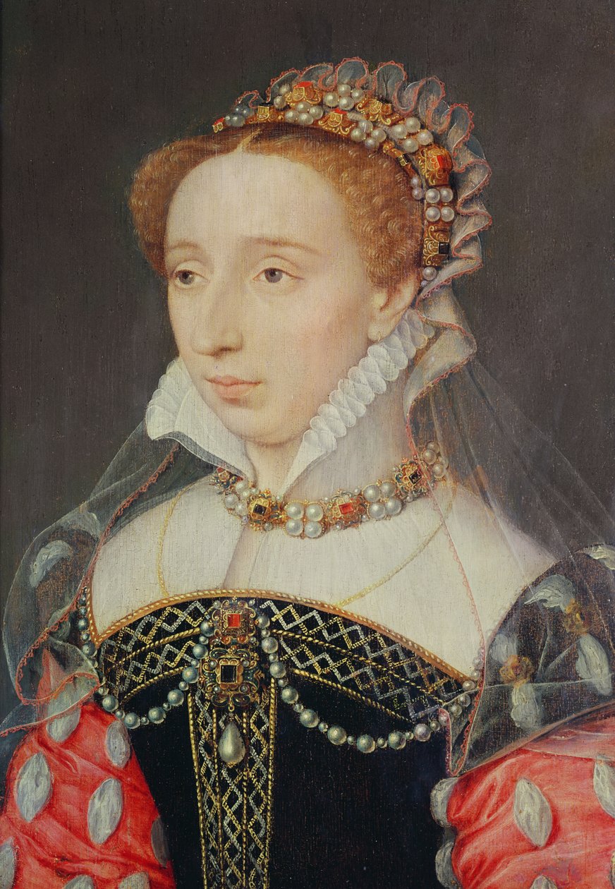 メアリー・スチュアートを待つ女性、アン・ド・ピエンヌの肖像、1560年頃（木の上の油） 作： フランソワ・クルーエ