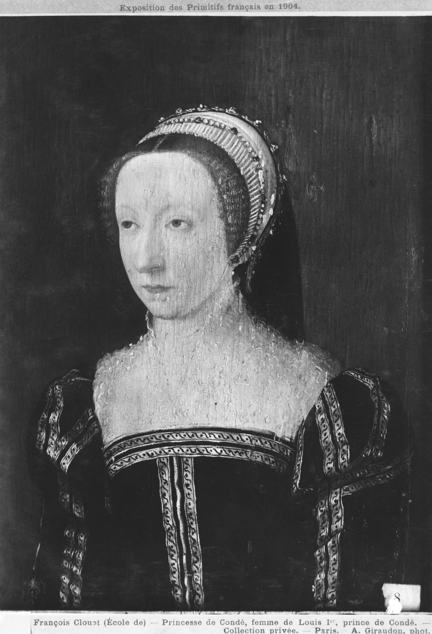 フランソワーズドルレアンロセリンと推定される肖像画、プリンセスオブコンデ、1550油彩画） 作： フランソワ・クルーエ