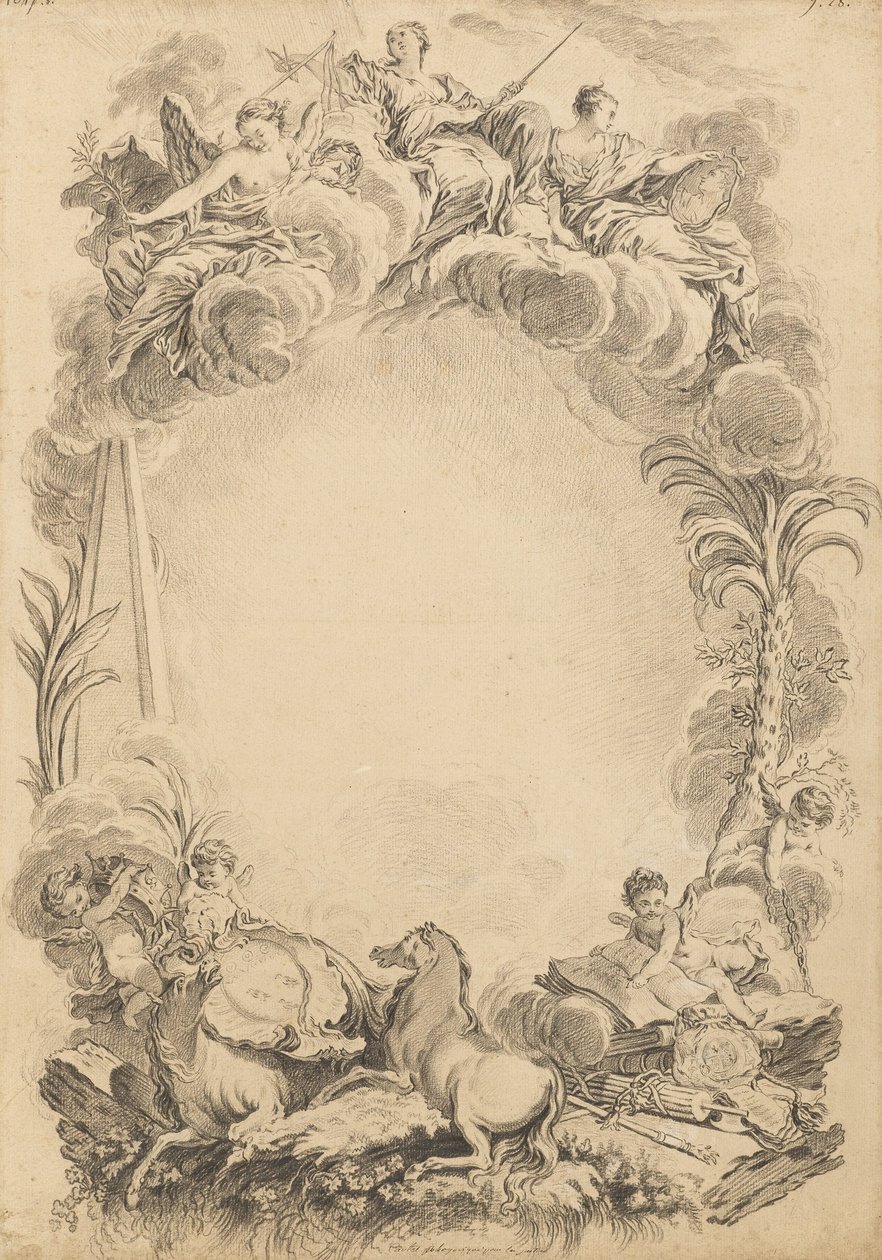 ウィリアムアールカウパーを称えるエスカッションの設計（ca. 1665-1723） 作： フランソワ・ブーシェ