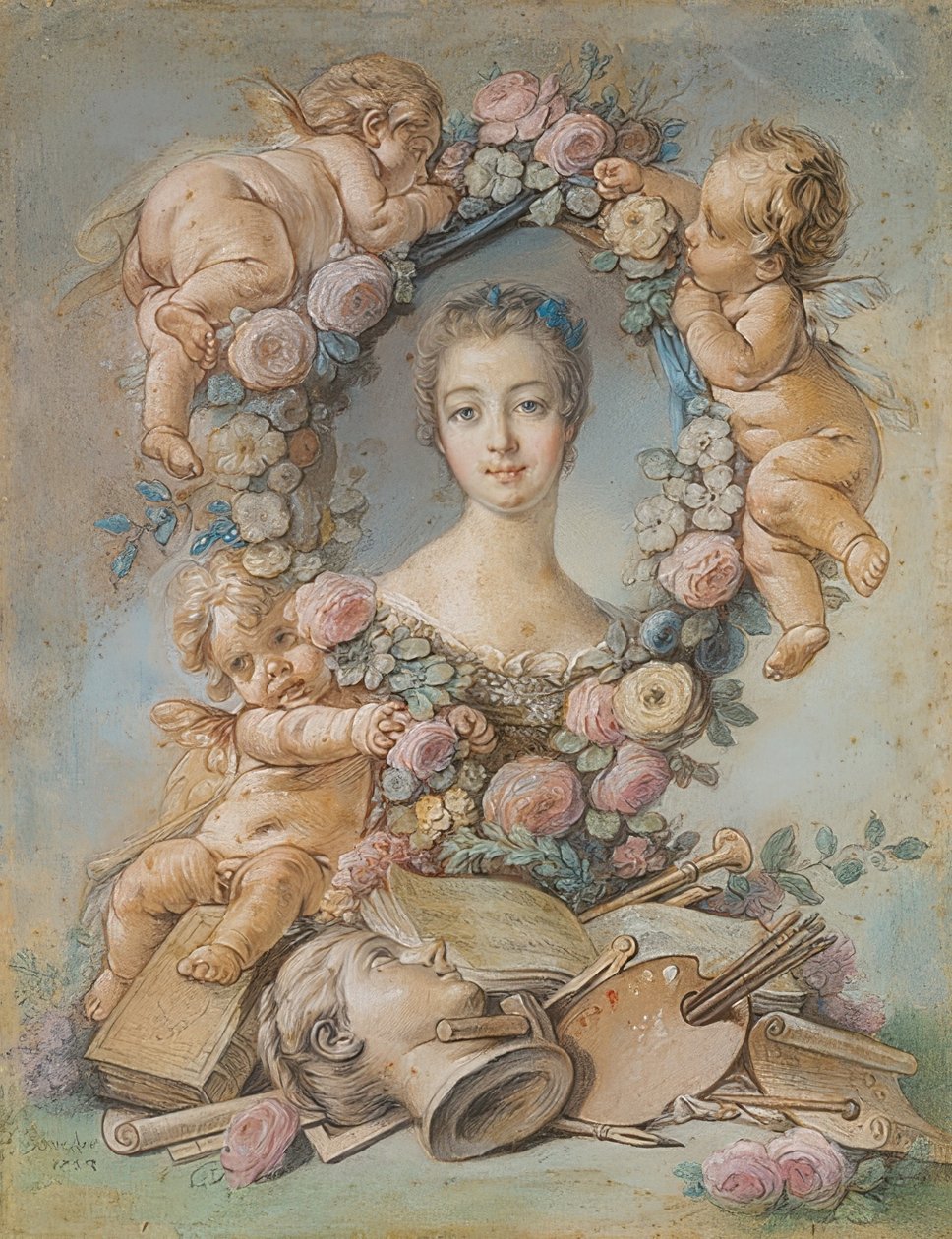ポンパドゥール侯爵の肖像画（1721-1764）。 1754年 作： フランソワ・ブーシェ