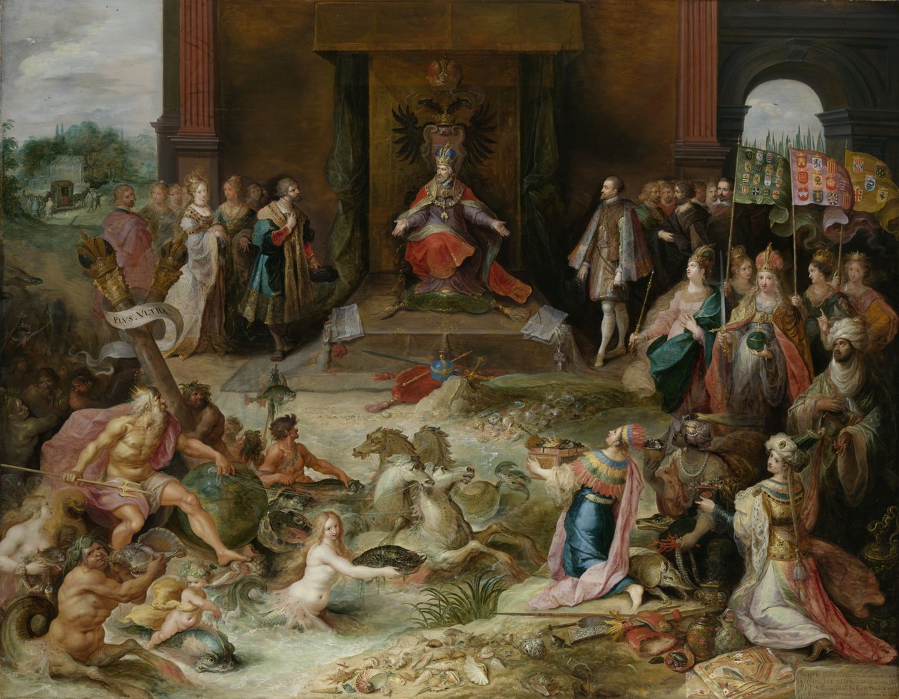 ブリュッセルでの皇帝チャールズ5世の退位に関する寓意、c.1630-40 作： フランスIIフランケンザヤング