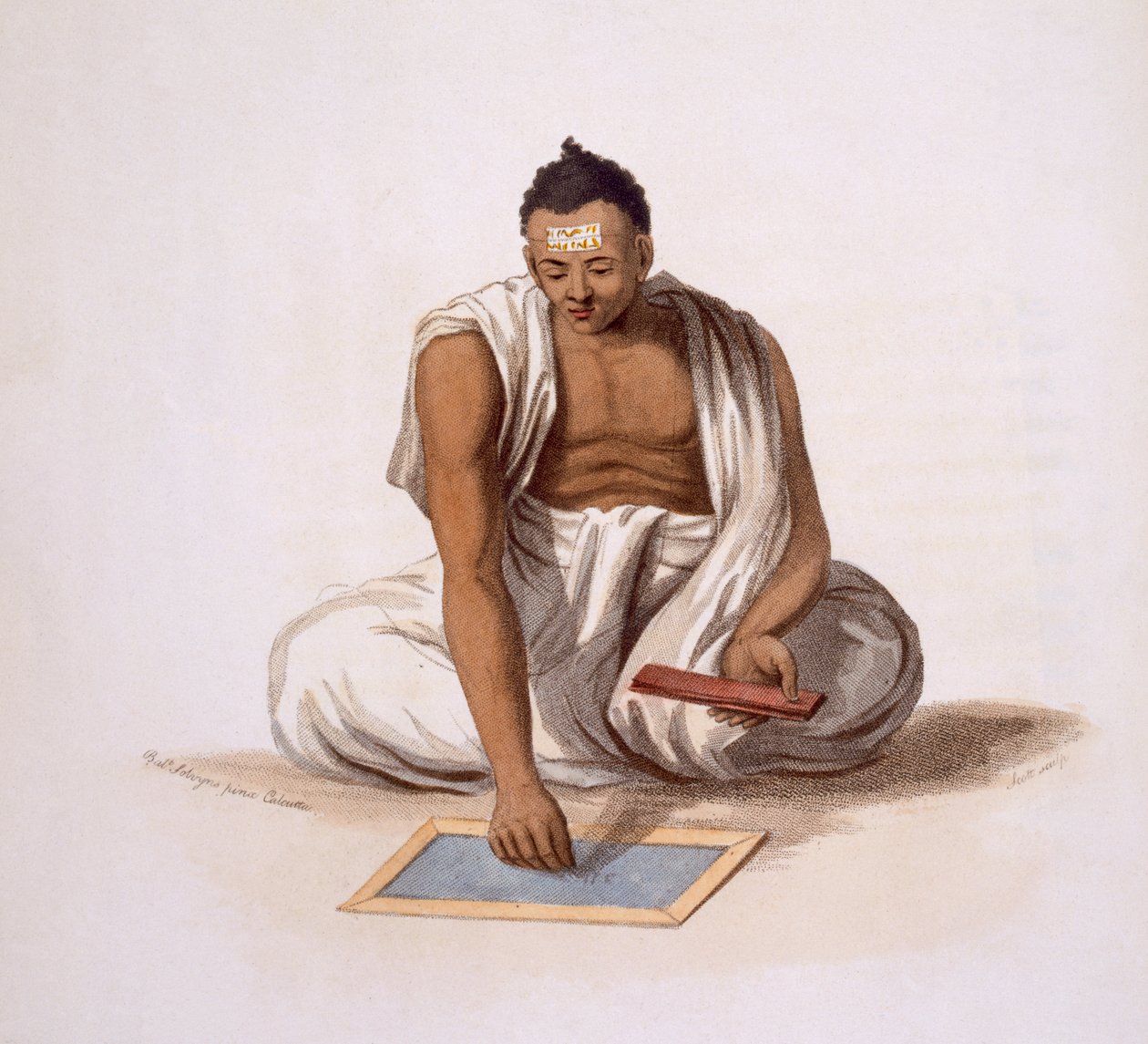 ダイバック、または占星術師、E。Ormeによる「Costumes of India」（1804年、カラーエッチング） 作： フランツ・バルタザール・ソルビンズ