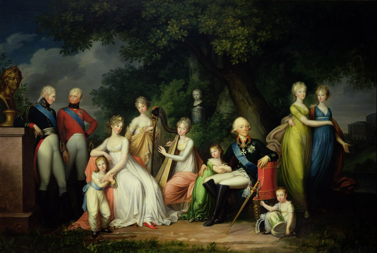 ポールI（1754-1801）、マリアフェオドロフナ（1759-1828）とその子供たち、1800年頃 作： フランツ・ゲルハルト・フォン・クーゲルゲン