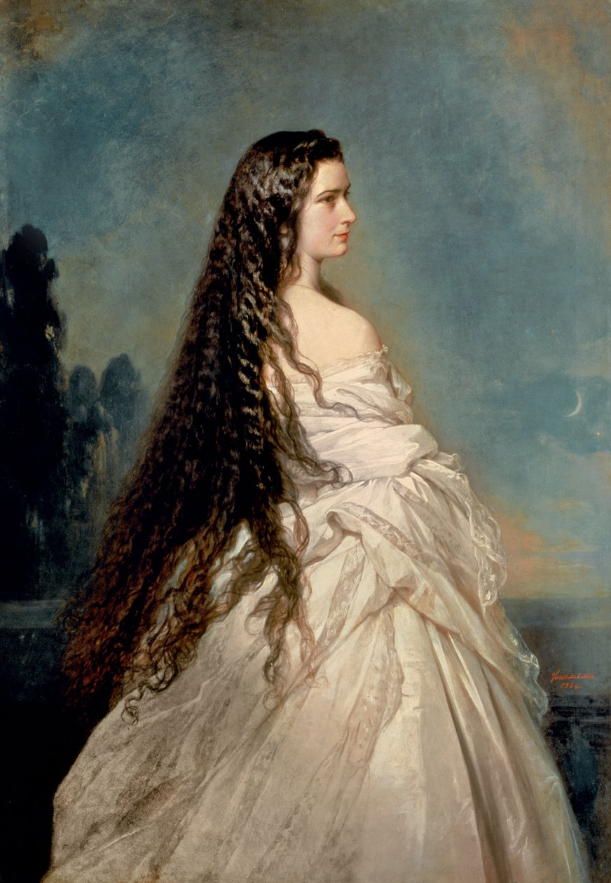 ババリアのエリザベス（1837-98）、オーストリアの皇帝フランツジョセフ1世（1830-1916）の妻 作： フランツ・ザビエル・ウィンターハルター