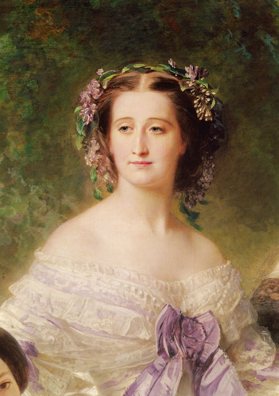 皇后ユージニー（1826-1920）と彼女の待機中の女性、皇后の詳細、1755（詳細37015） 作： フランツ・ザビエル・ウィンターハルター