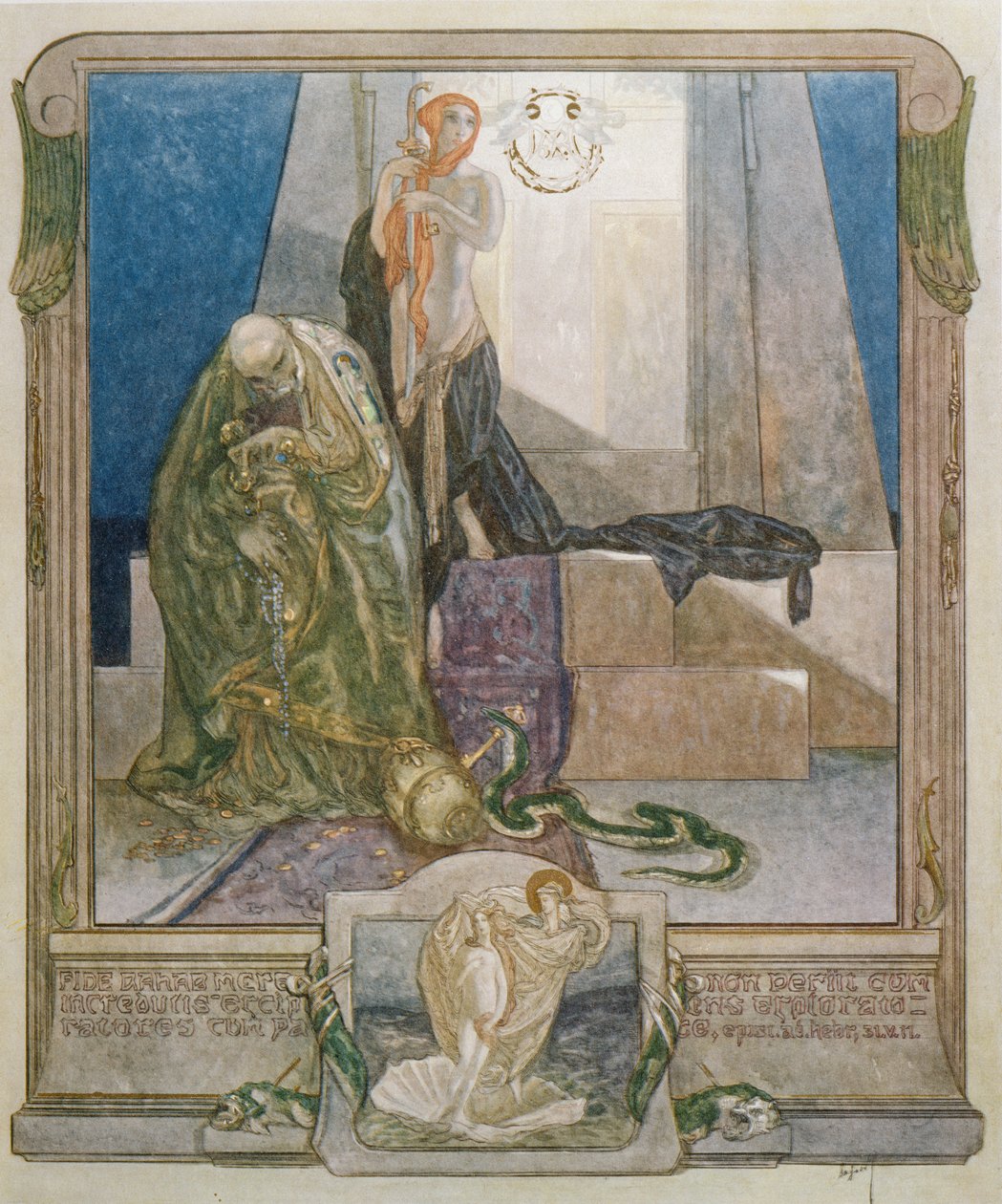 ダンテの「神の喜劇」、パラダイス、Canto IX、1921年のイラスト 作： フランツ・フォン・バイロス