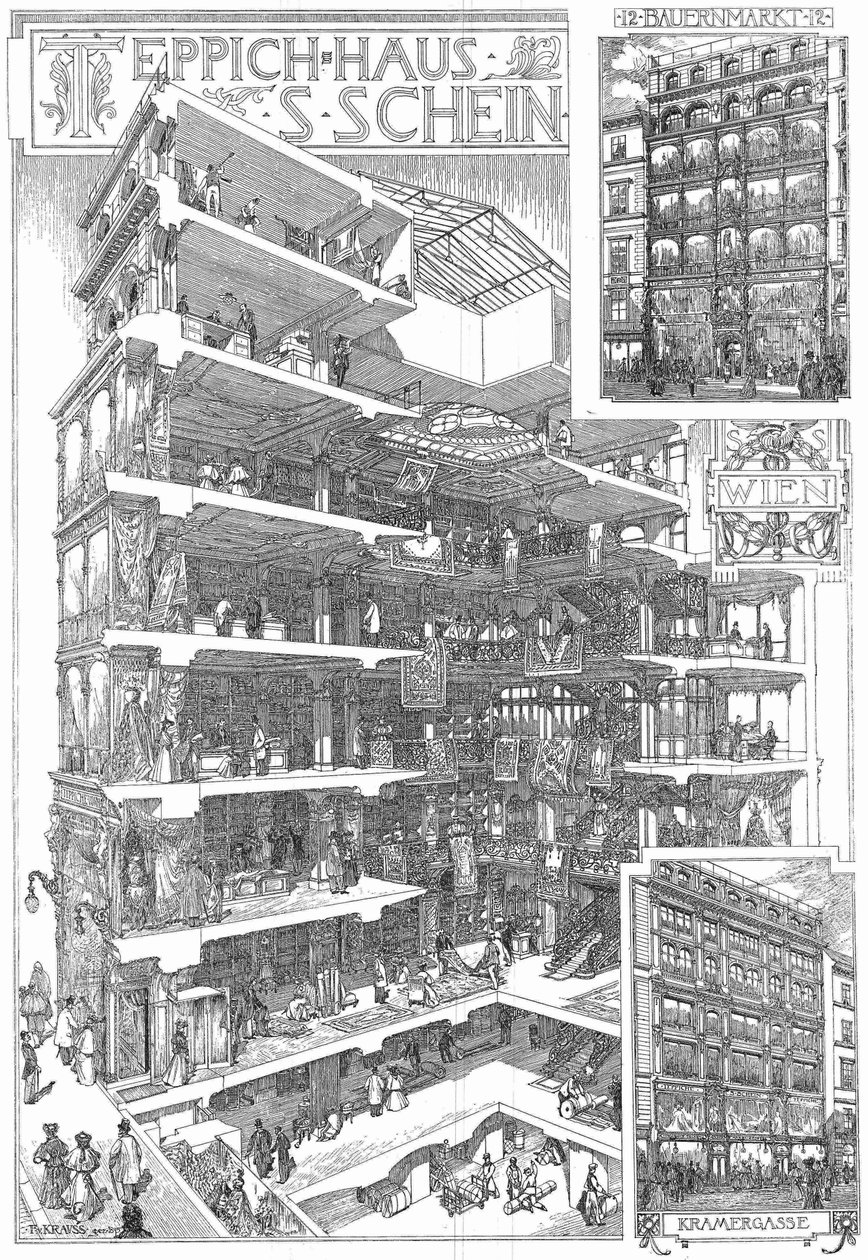 元多階建てのカーペット店S. Schein 作： フランツ・フォン・クラウス