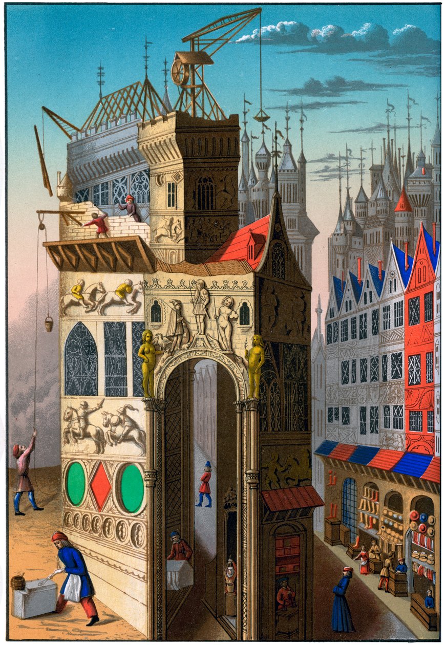 建物の建設、フランス、15世紀1849年。 作： フランツ・ケラーホーフェン