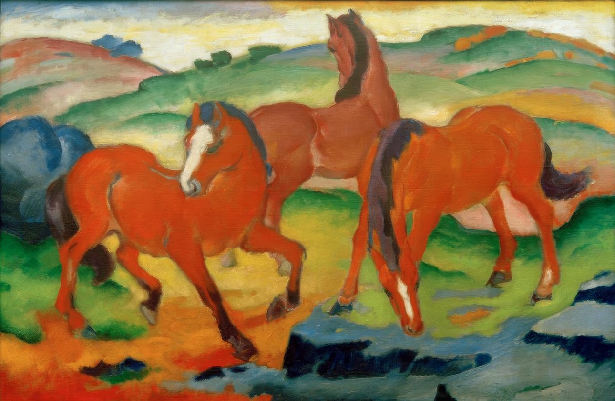 赤い馬（Grazing Horses IV） 作： フランツ・マーク