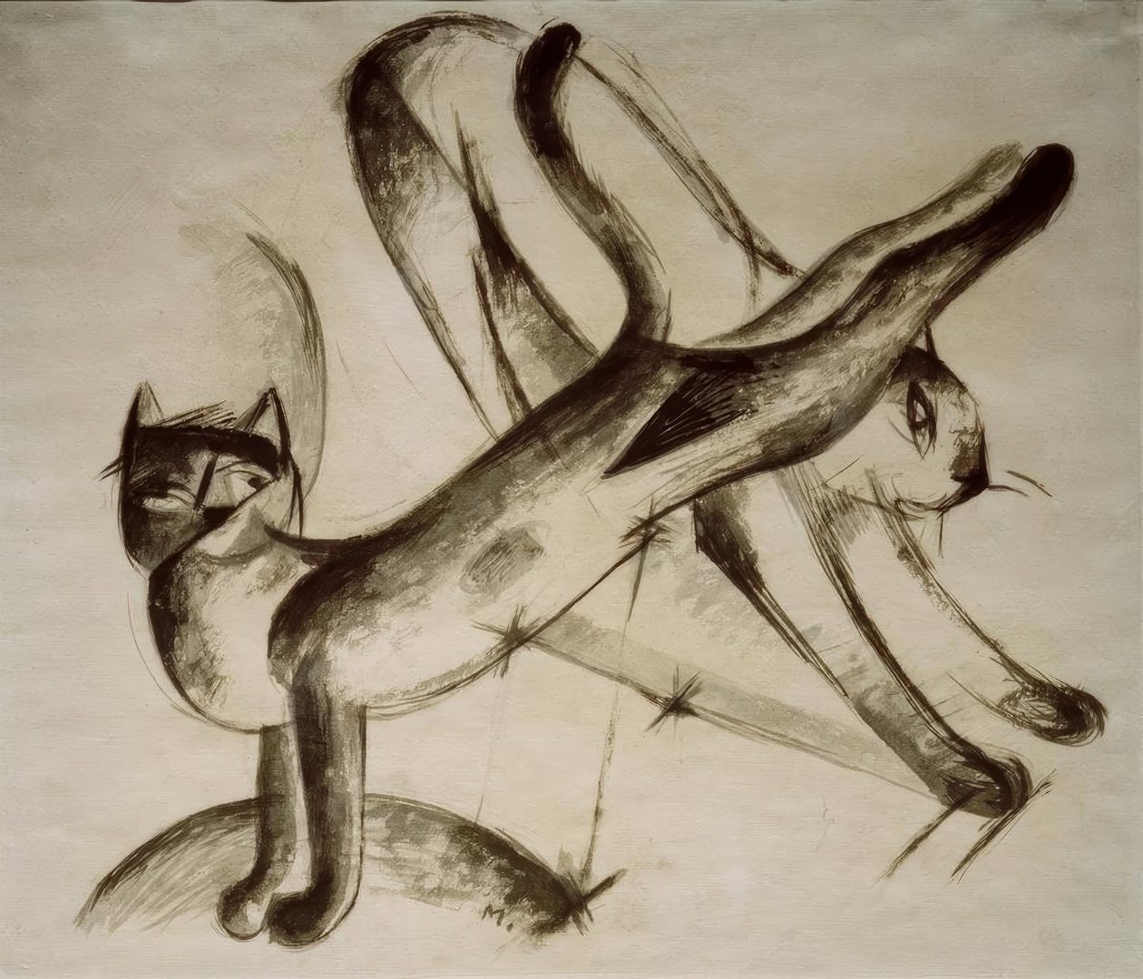 猫と遊ぶ 作： フランツ・マーク