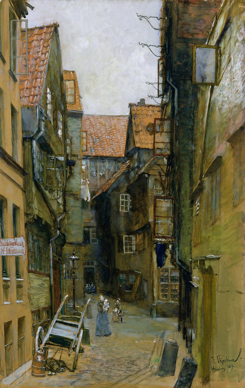 ハンブルクのMatthiasstrasse、1891年 作： フランツ・スカルビーナ