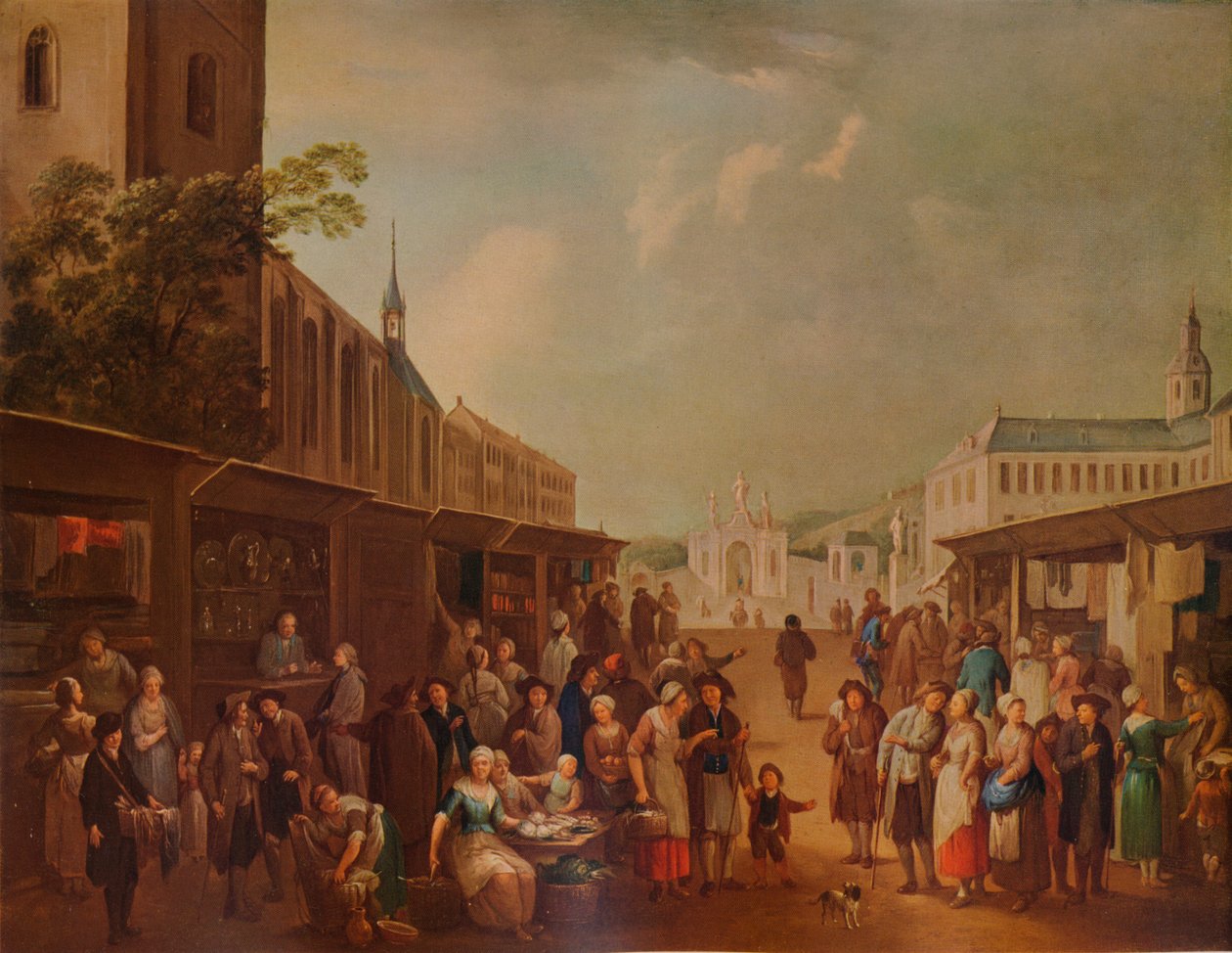 「ストリートシーン」、c1720、1938 作： フランツ・デ・ポーラ・ファーグ