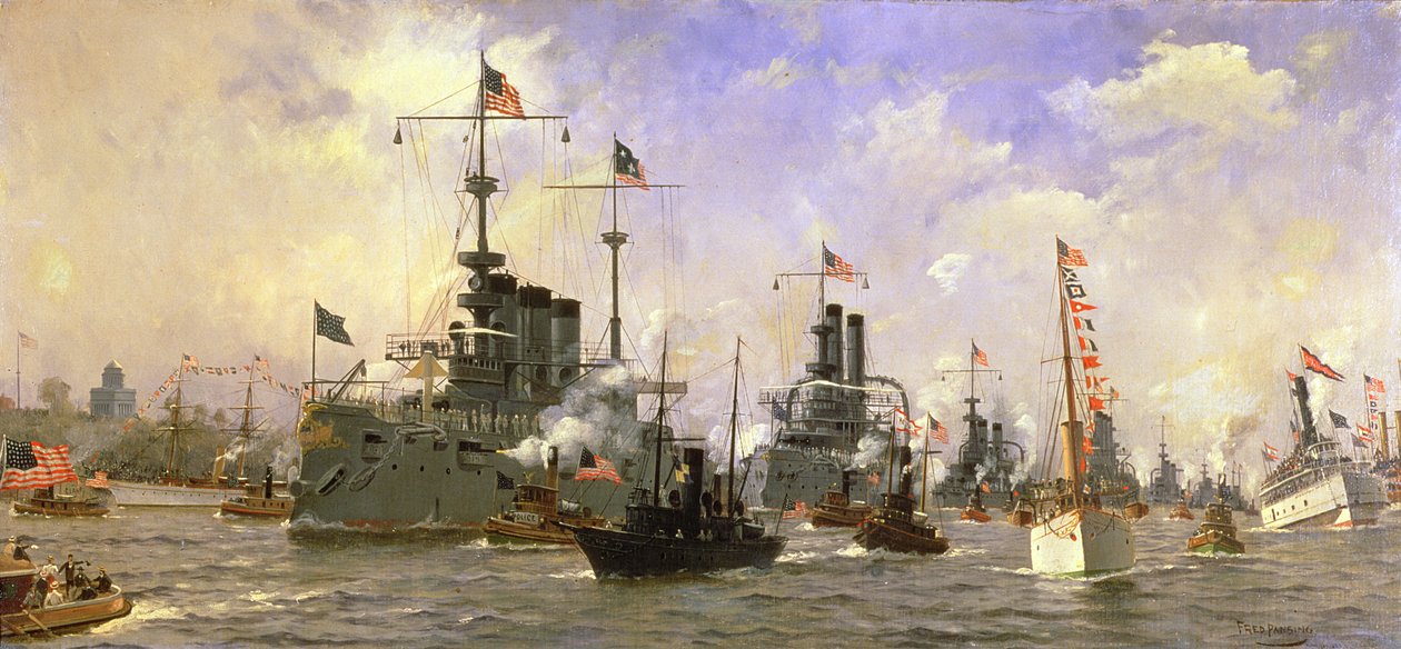 ジョージデューイ司令官（1837-1917）を称えて開催された海軍パレード（1898年） 作： フレッド・パンシング