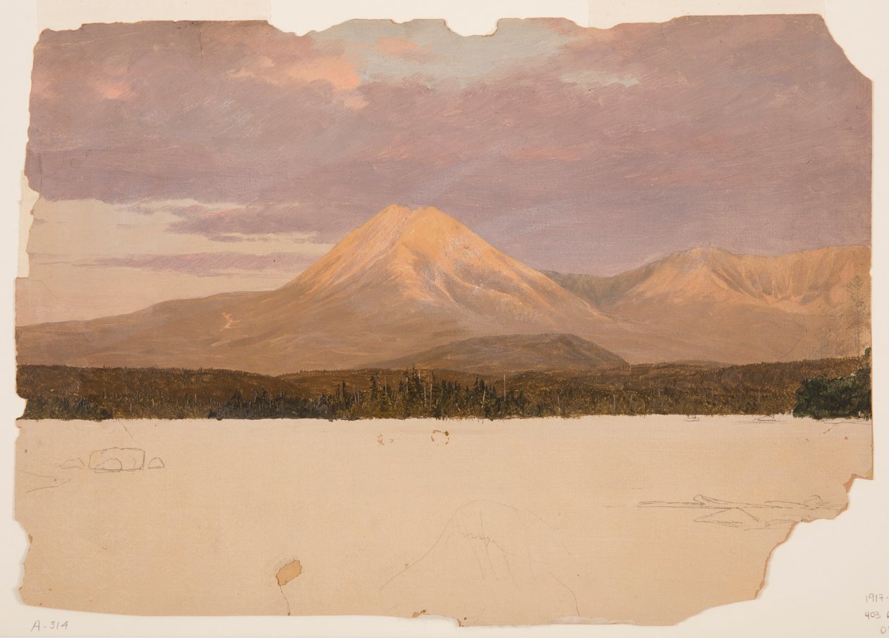 図面、山カタディン湖からのカタディン、1878 作： フレデリックエドウィン教会